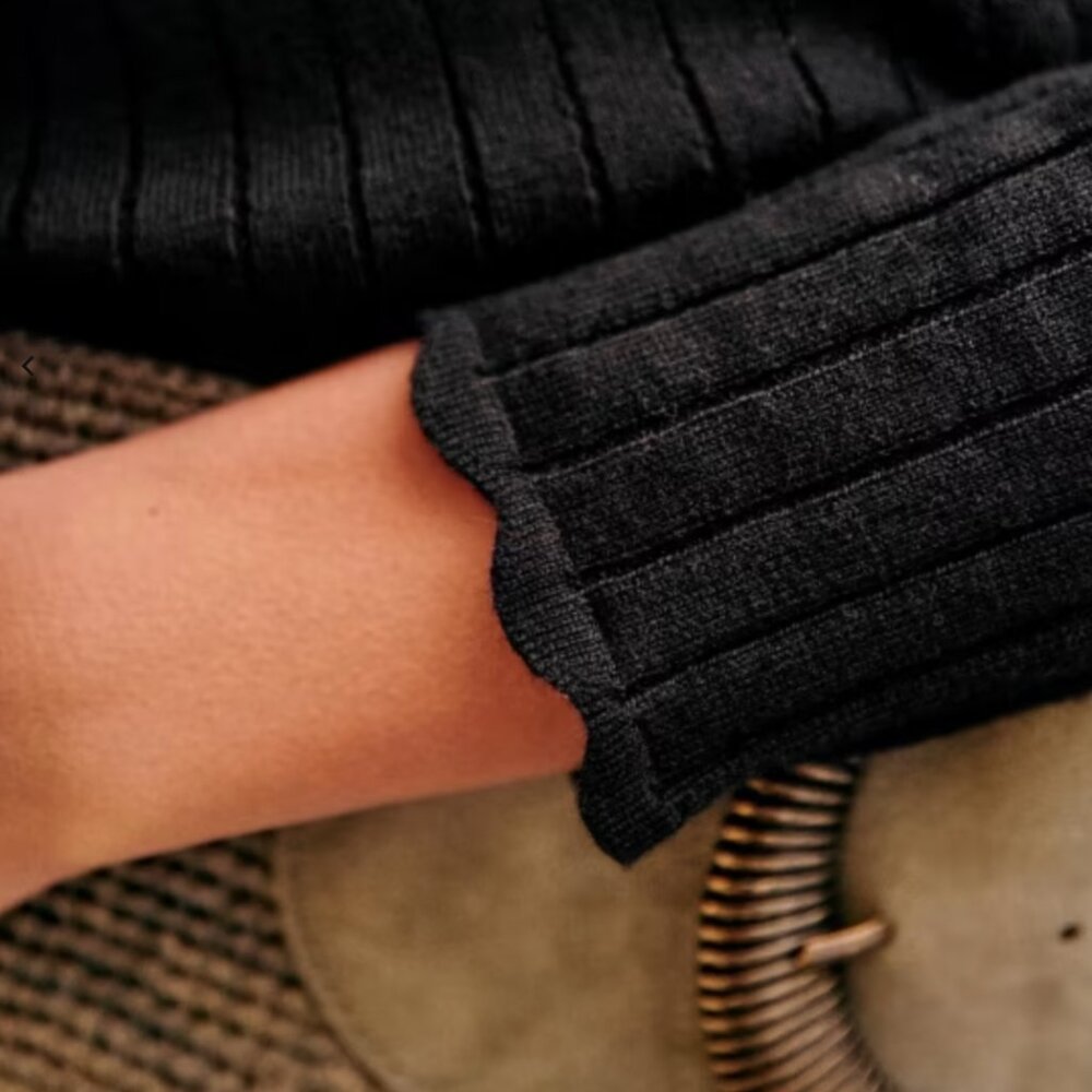 Sezane Black Ribbed Cardigan - Picture 2 of 5